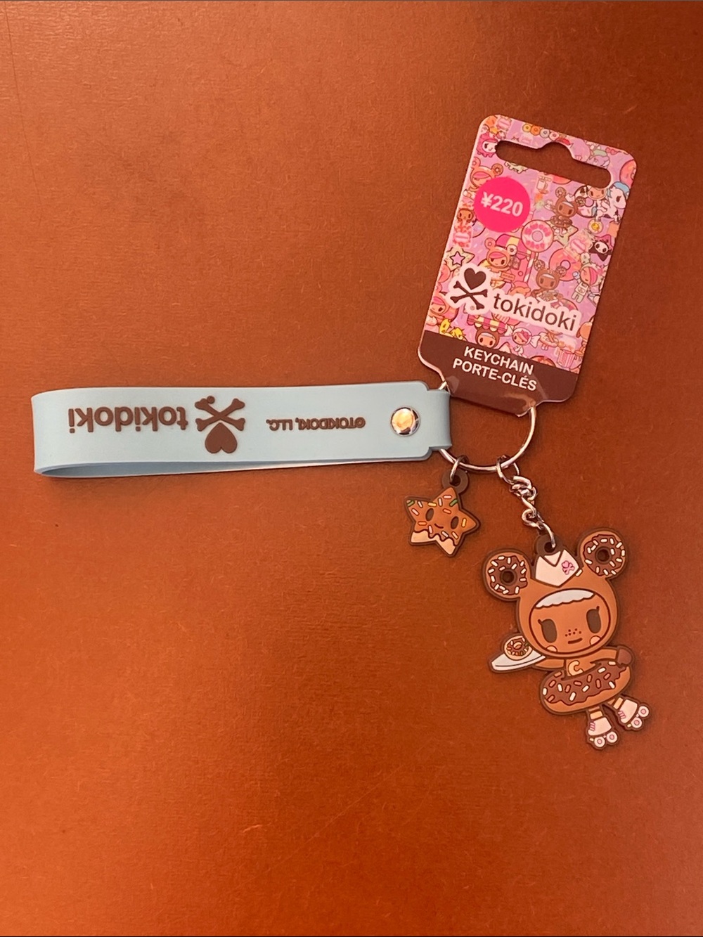 Chocotella Tokidoki Blue Strap Donut Bear Enamel Keychain NWT